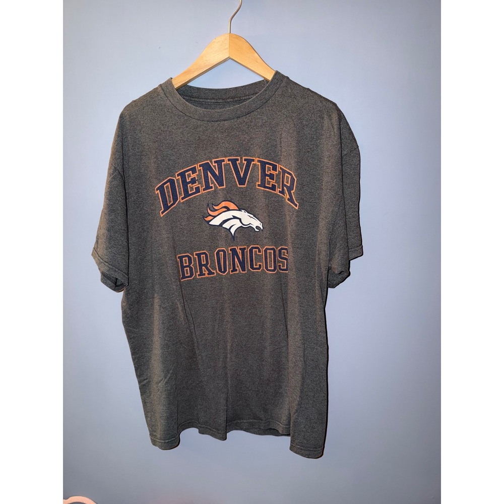 NFL Team Apparel Denver Broncos Graphic T-Shirt‎ Grey XL Mens Short Sleeve
